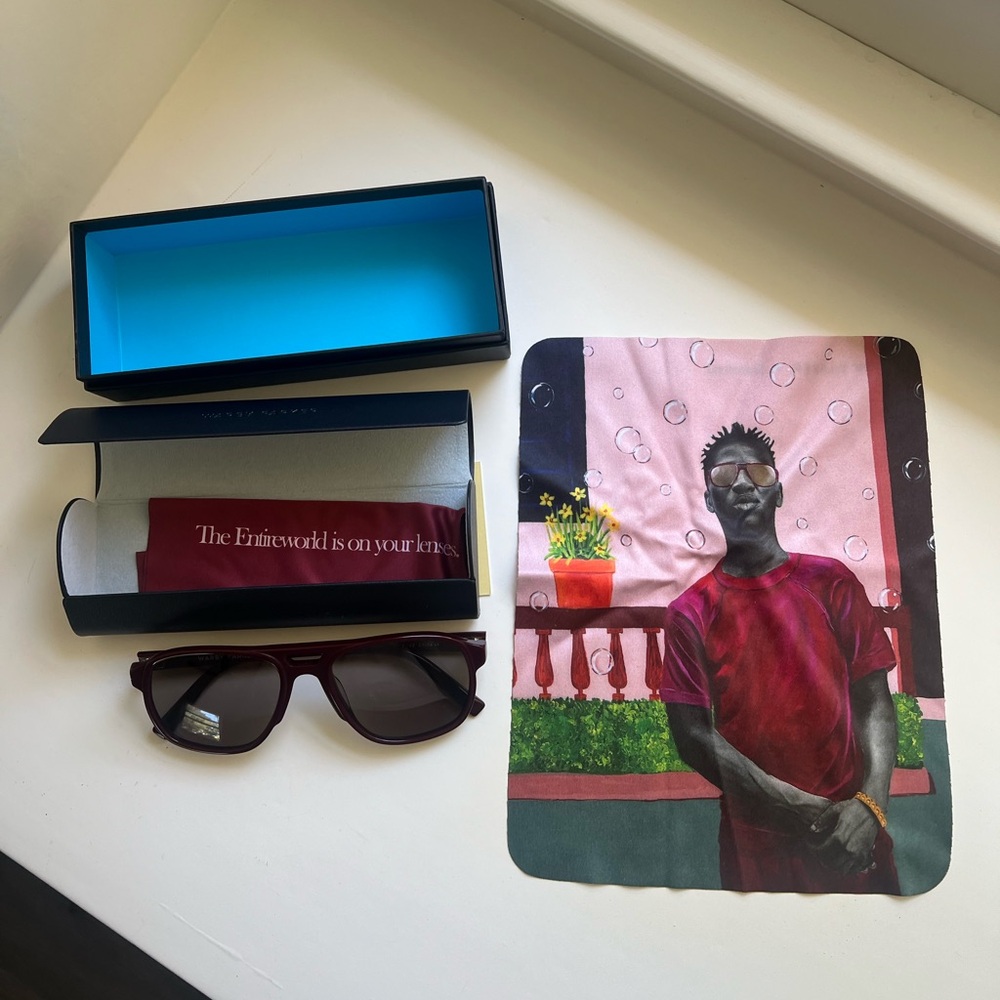 Warby Parker x Entireworld Collab Maroon Sunglasses